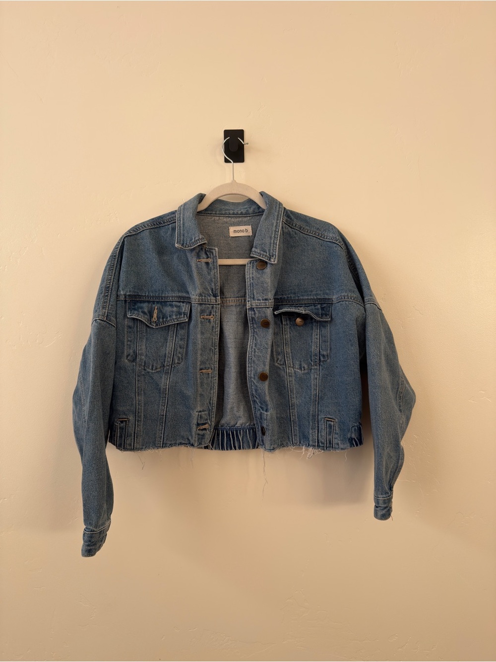 Mono B Light Blue Cropped Denim Jacket